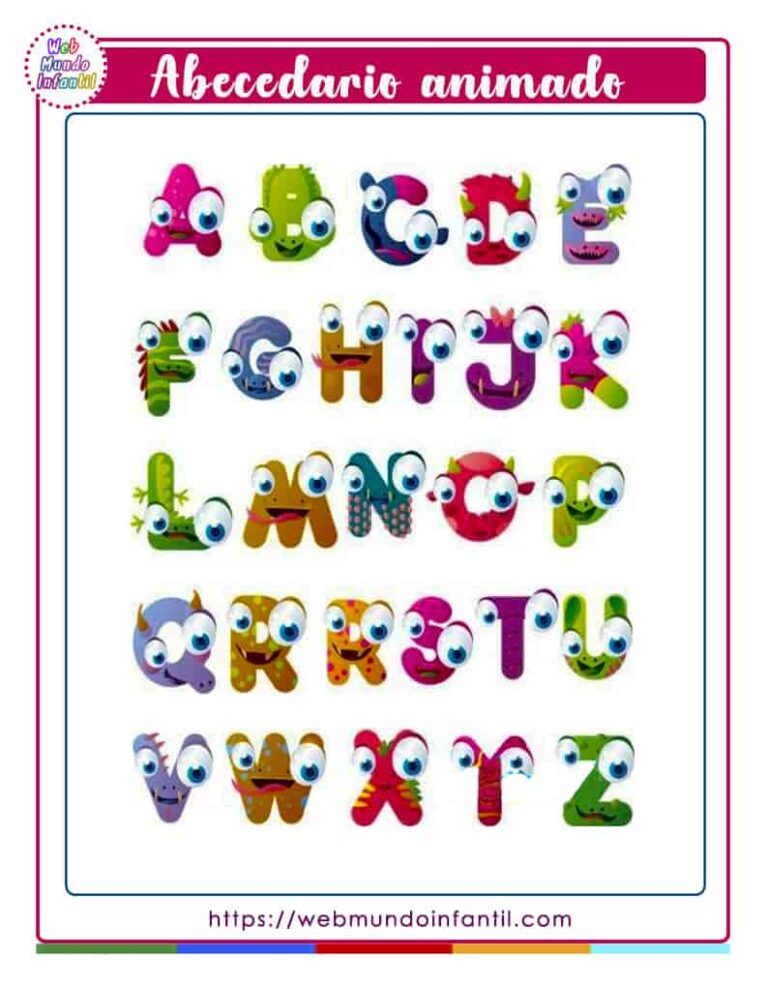 Abecedario animado para niños para IMPRIMIR Y COLOREAR