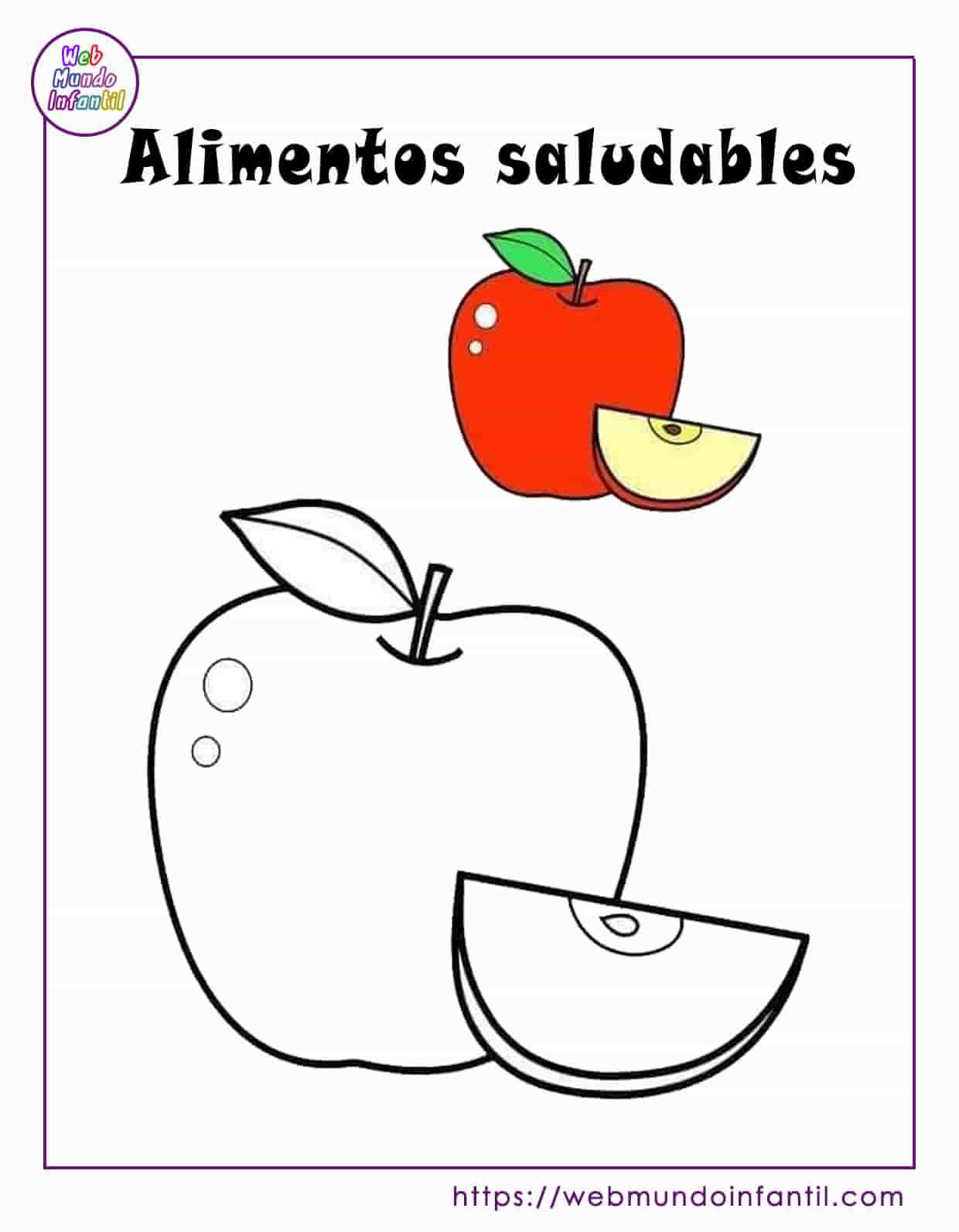 Dibujos de comida saludable para colorear para niños