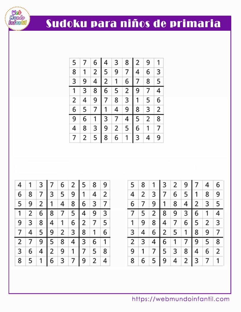 Sudoku Para Ni os De Primaria Para Imprimir En Pdf