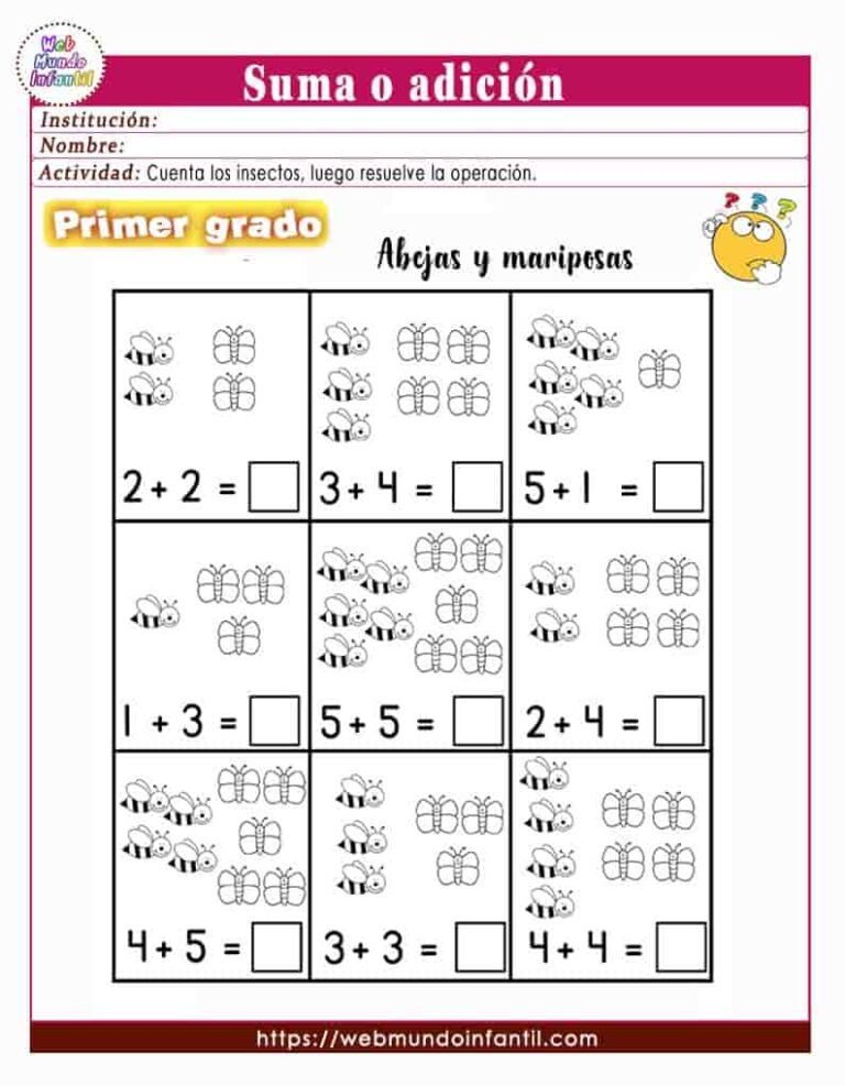 Ejercicios de matemáticas primer grado para imprimir en PDF