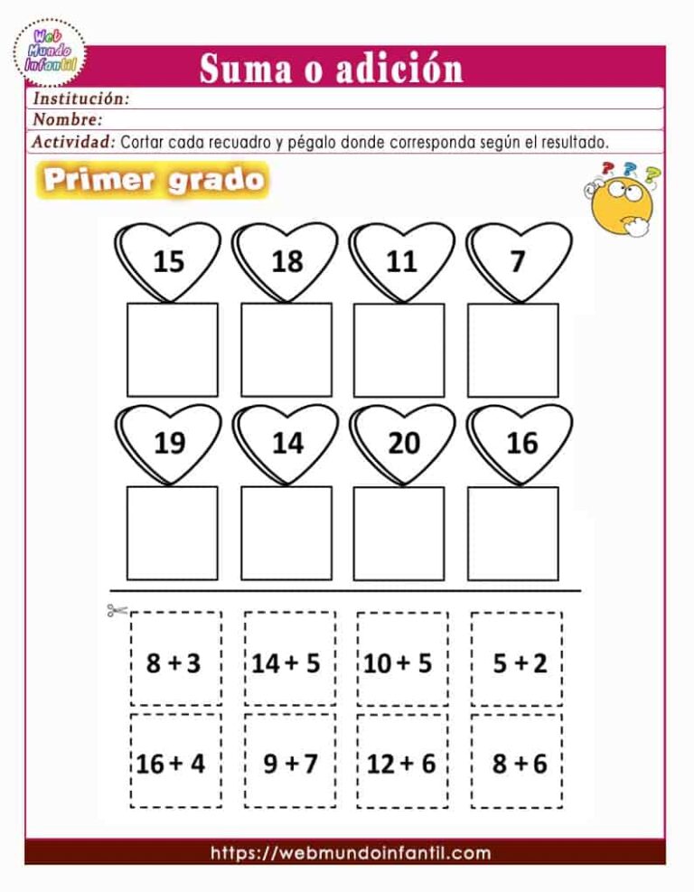 Ejercicios de matemáticas primer grado para imprimir en PDF