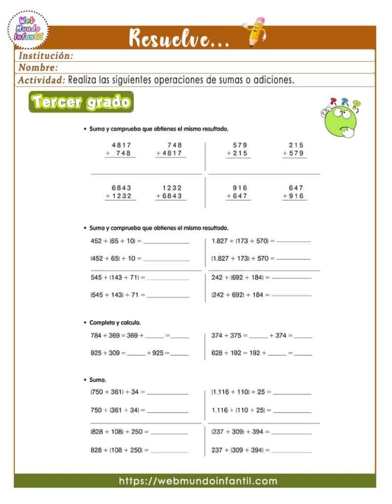 Actividades de matematica para tercer grado de primaria (PDF)