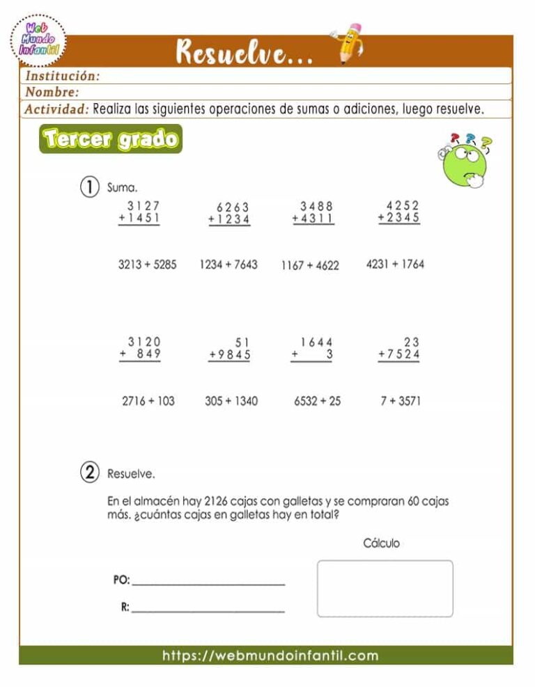 Actividades de matematica para tercer grado de primaria (PDF)