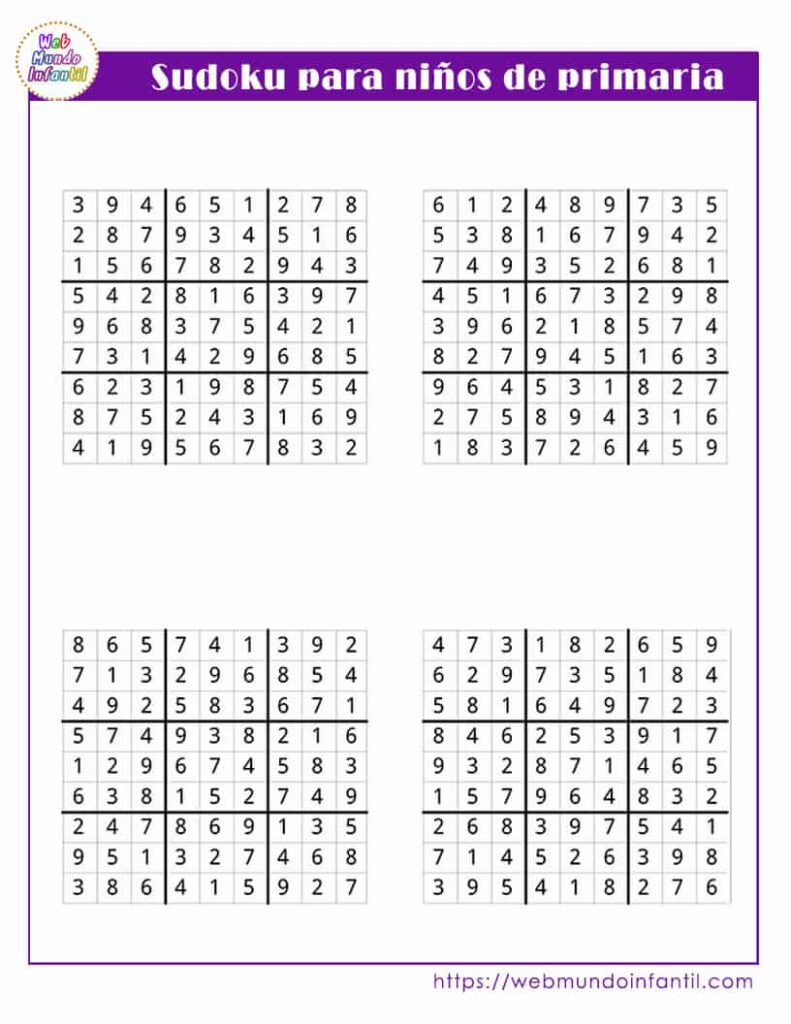 Sudoku Para Ni os De Primaria Para Imprimir En Pdf