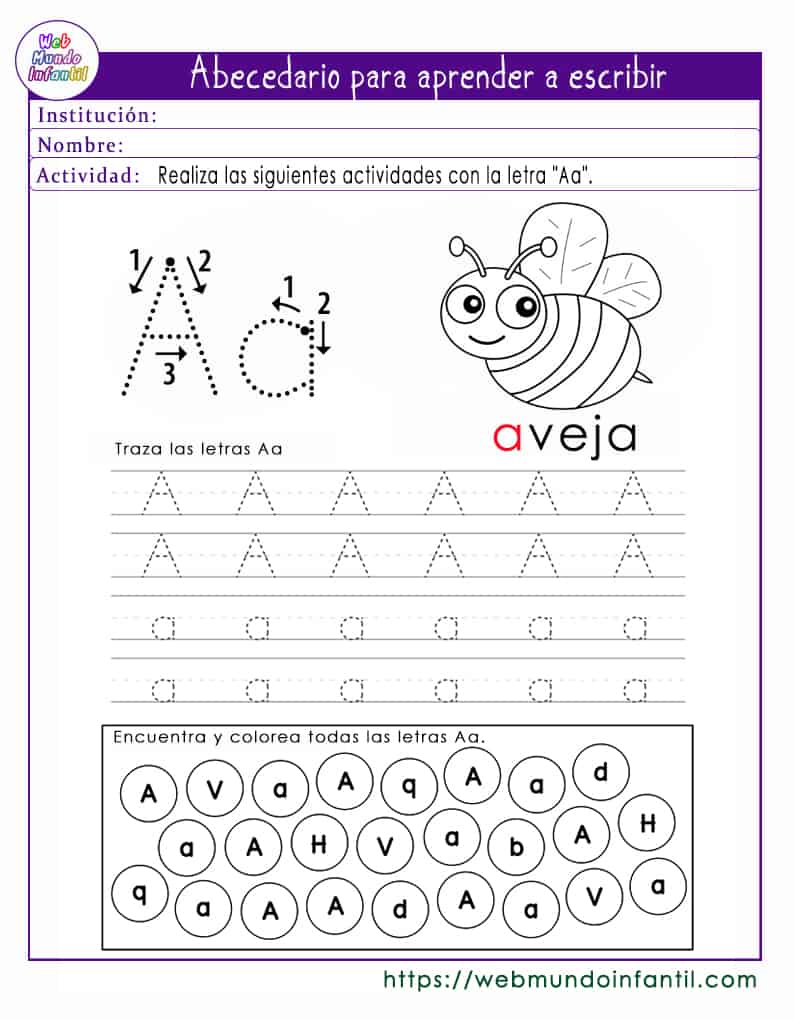 Abecedario Para Aprender A Escribir Para Niños