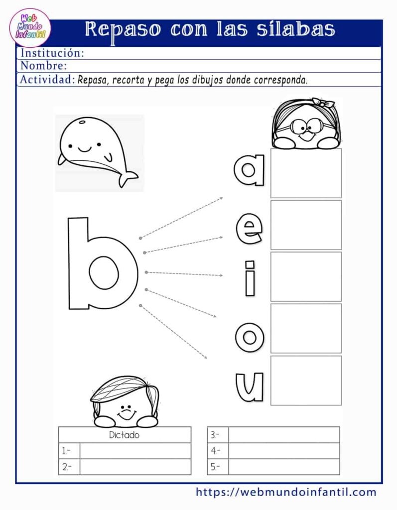 Actividades de sílabas para imprimir