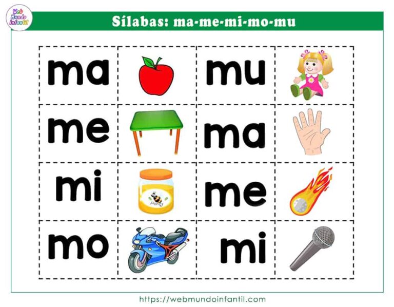 Actividades Con Las Sílabas Ma Me Mi Mo Mu Para Preescolar