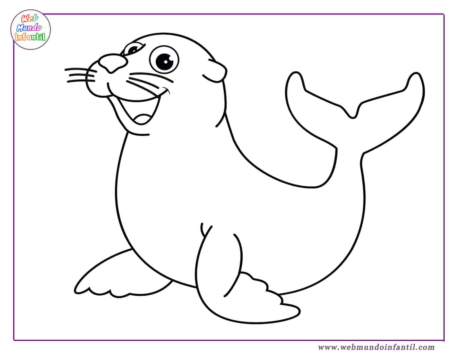 Dibujos kawaii para colorear de una foca