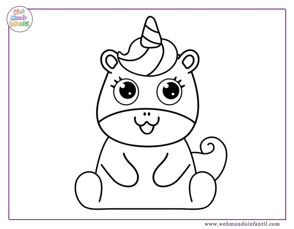 Dibujos de unicornios bebes kawaii para colorear