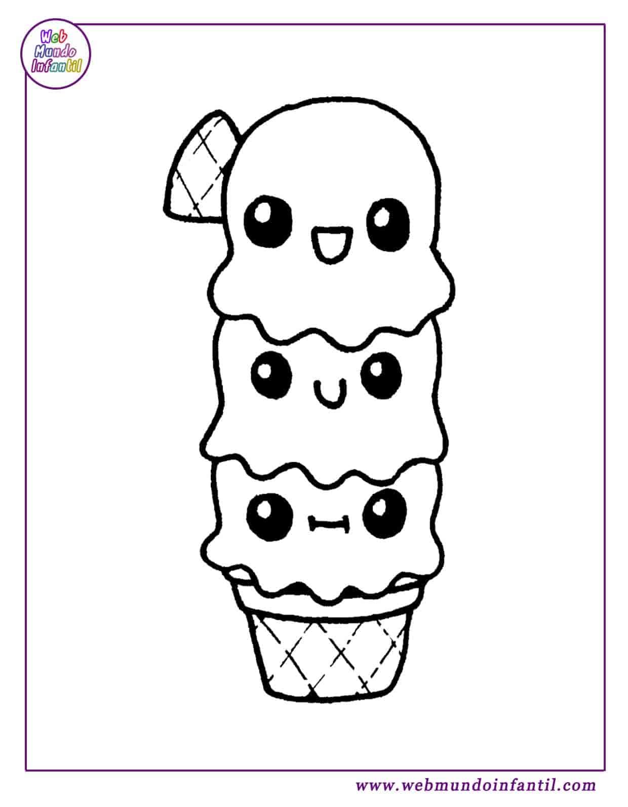 Dibujos De Helados Kawaii Para Colorear E Imprimir