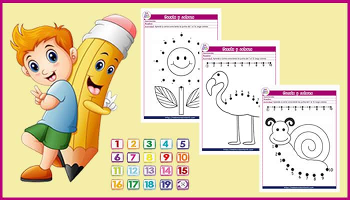 dibujos para unir puntos y colorear para preescolar
