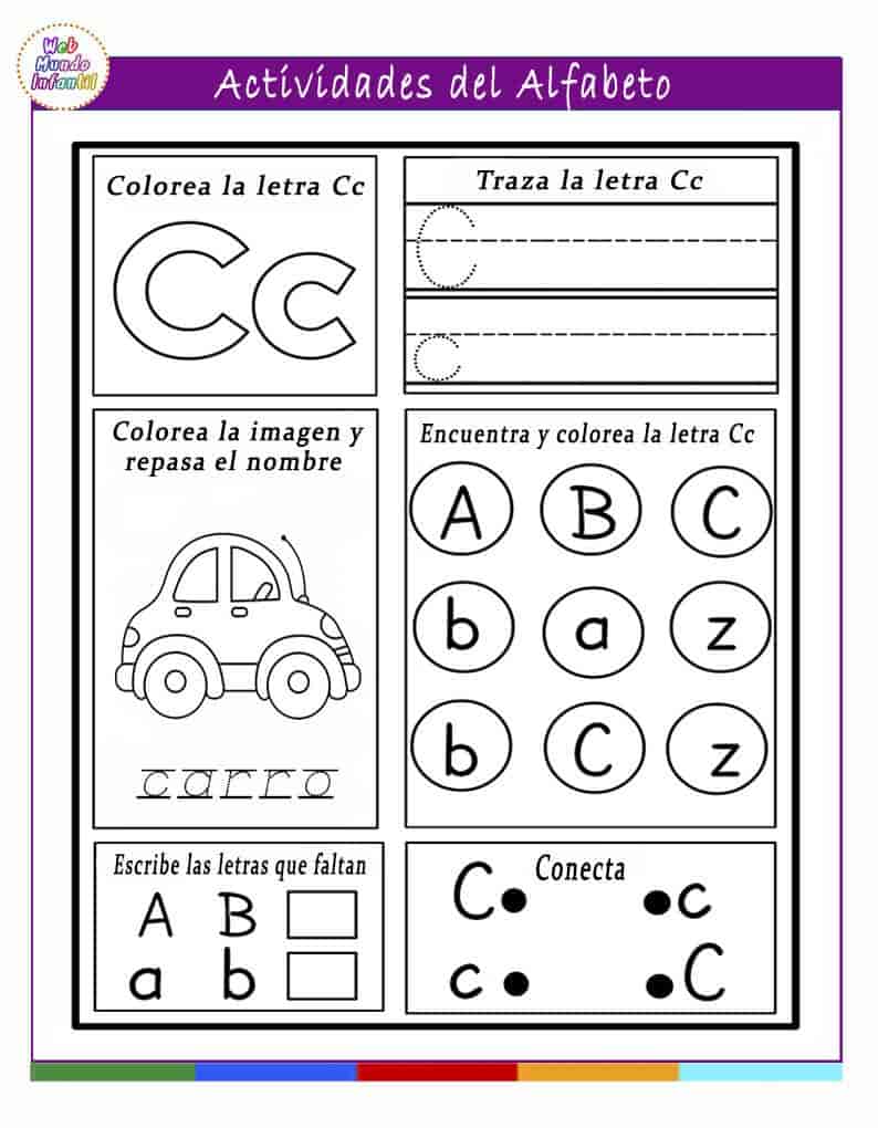 Ejercicios del abecedario en español para niños extranjeros