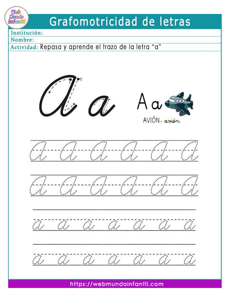 Grafomotricidad de letras del abecedario
