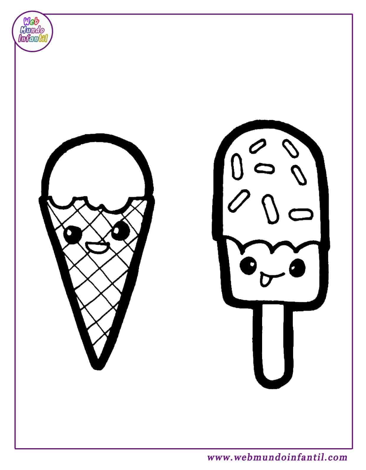 Dibujos De Helados Kawaii Para Colorear E Imprimir