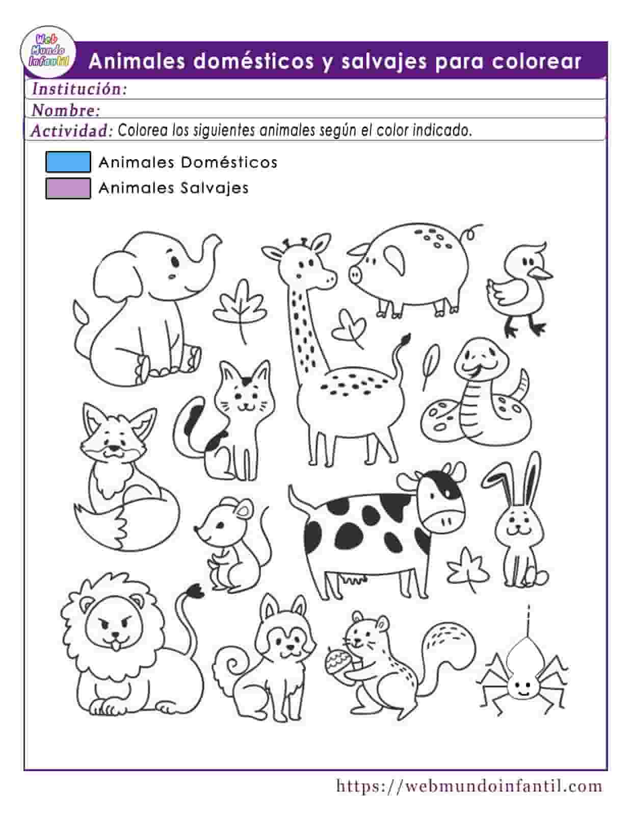 30 Fichas de dibujos de animales domésticos para colorear