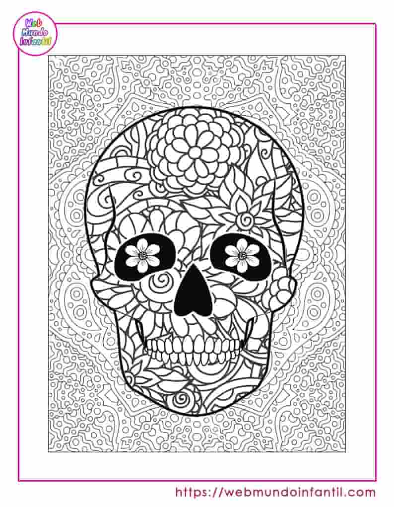 Mandalas de calaveras para colorear e imprimir en pdf