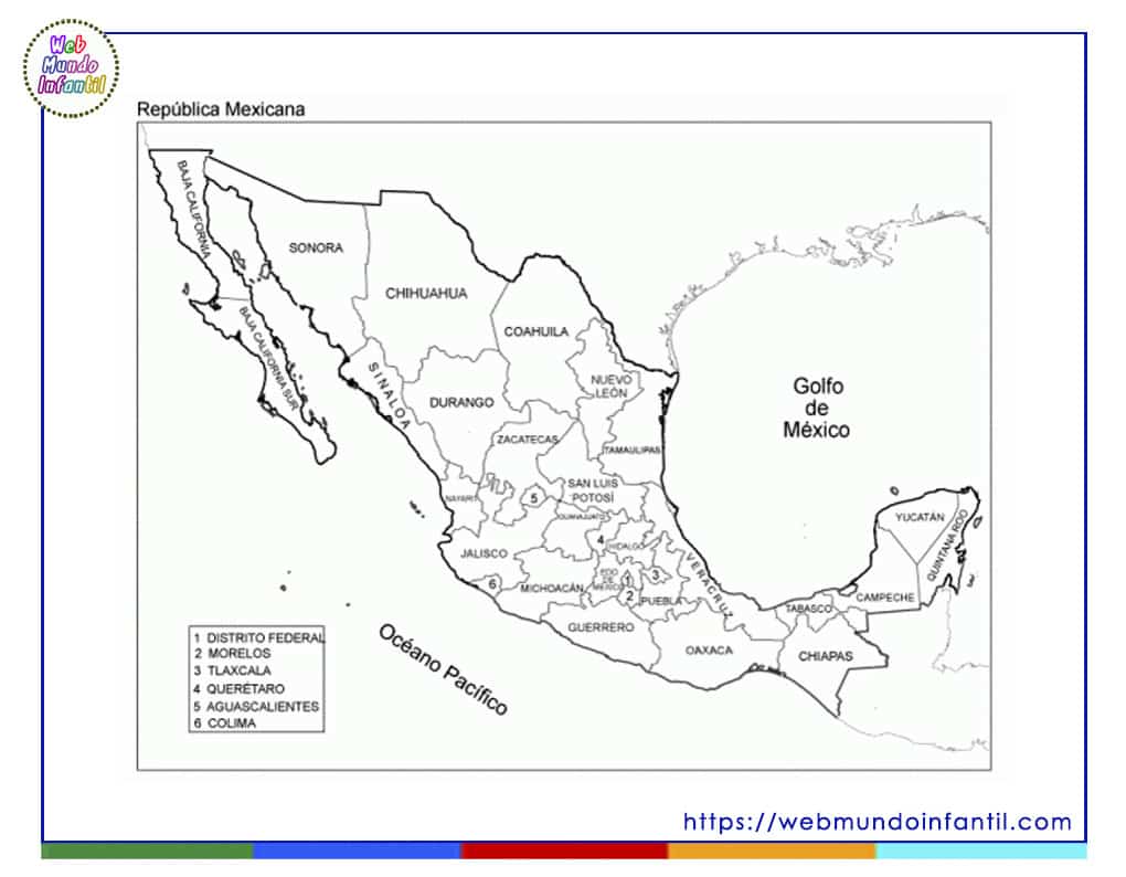 Mapas De México Para Colorear Con Y Sin Nombres Para Imprimir 0599