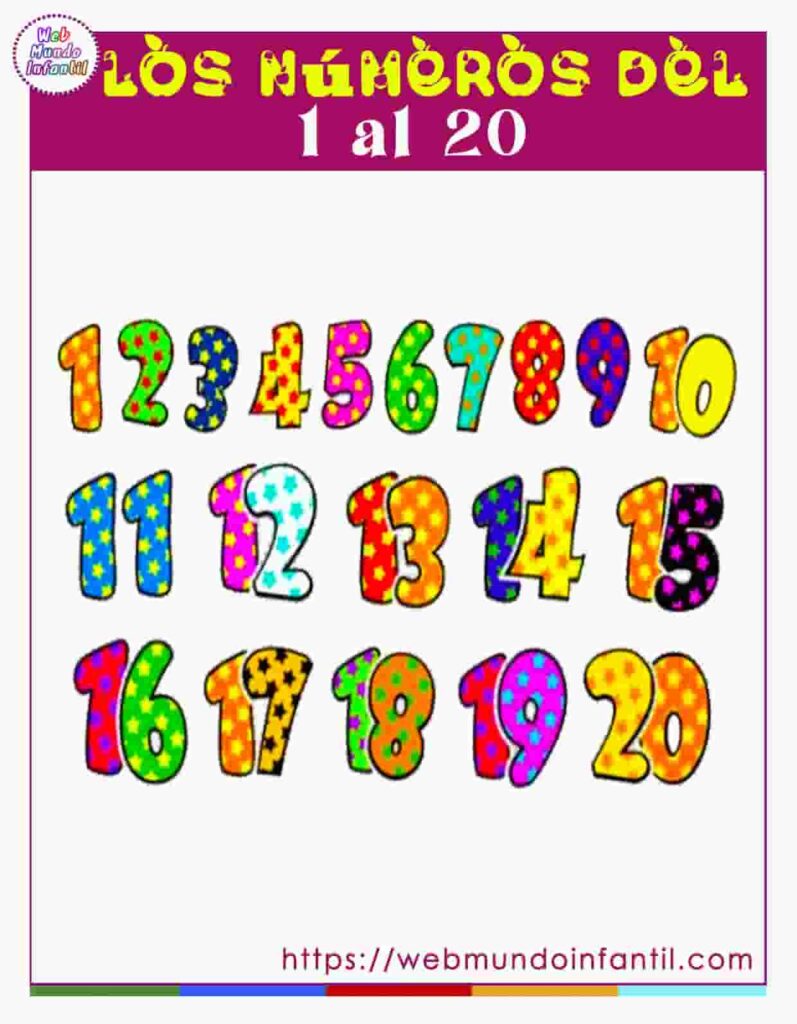 Fichas de números del 1 al 20 para imprimir