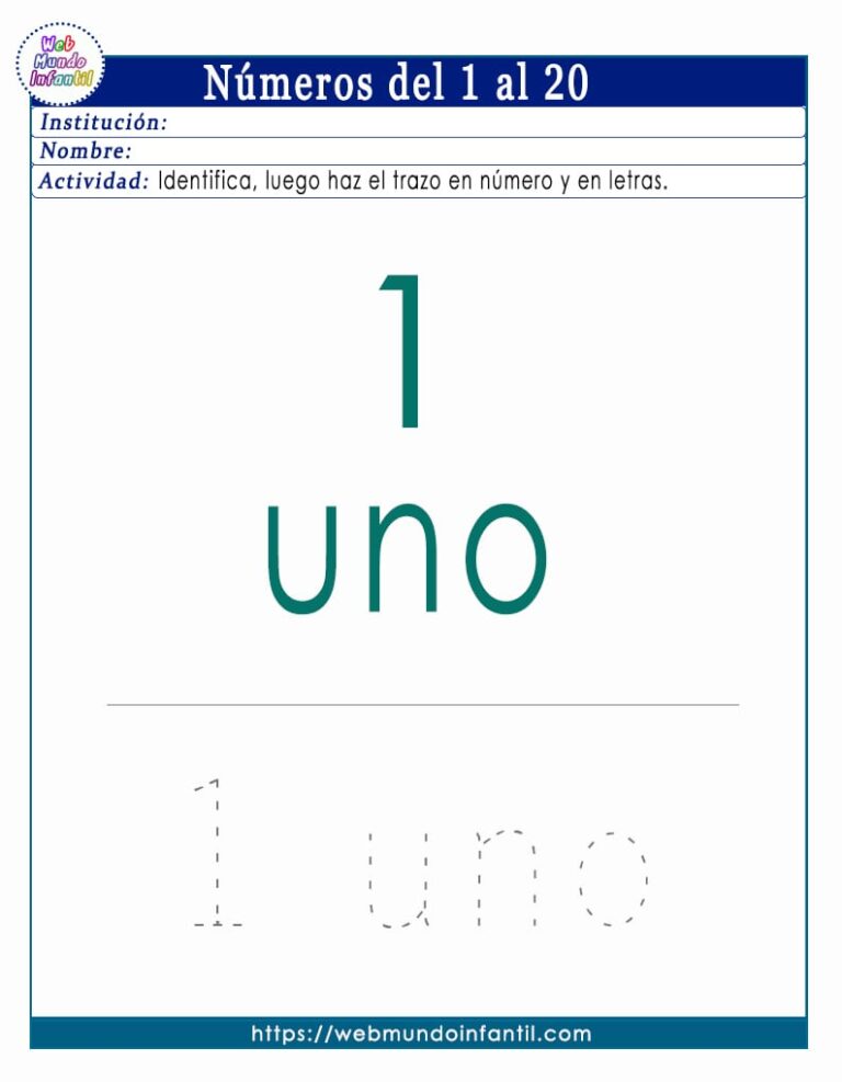 Números del 1 al 20 con letras en español [Ejercicios]
