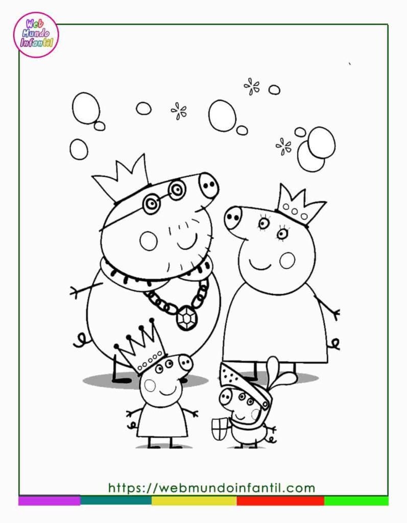 Peppa pigs family coloring page