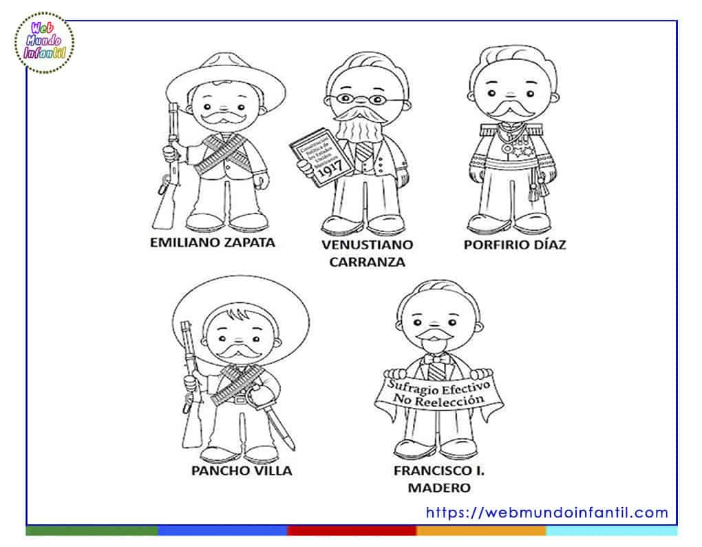 Personajes de la independencia de México para colorear