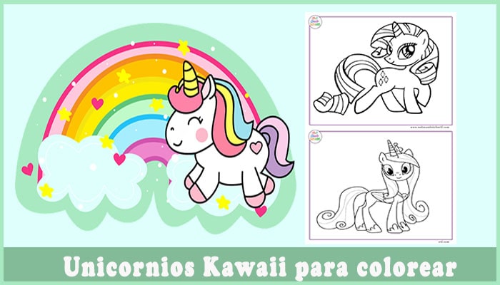 Dibujos de unicornios kawaii para colorear - Web Mundo Infantil