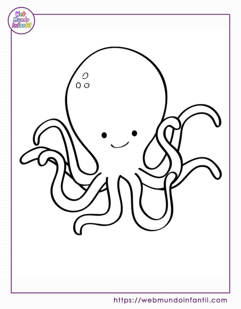 Pulpo para colorear infantil