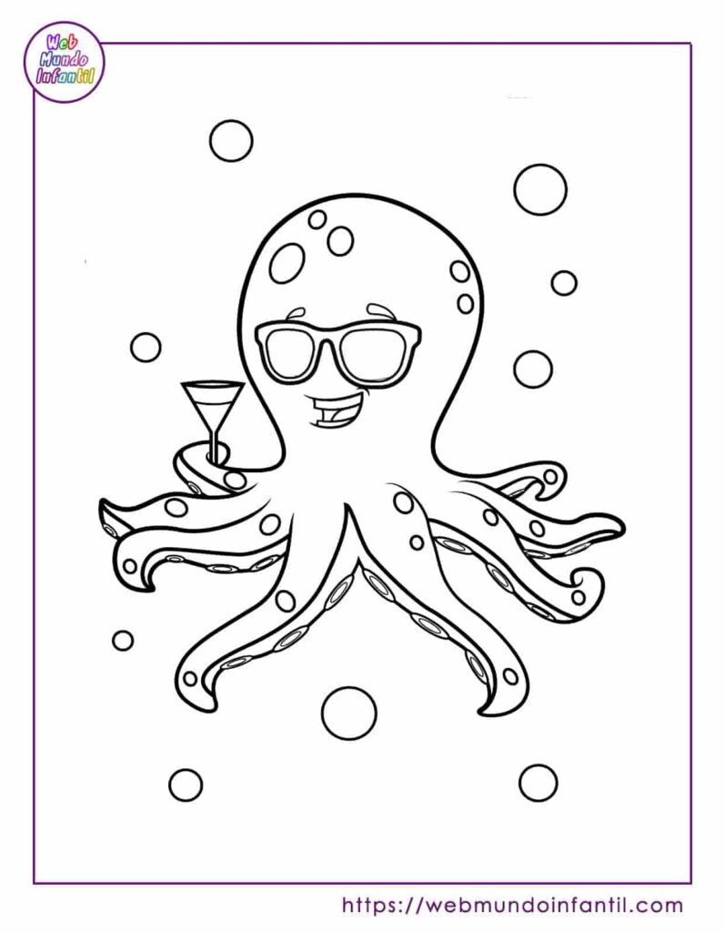 Pulpo para colorear preescolar