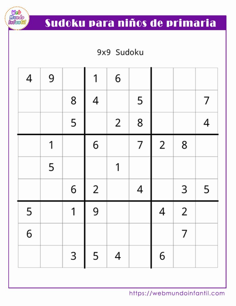 Sudoku para niños de cuarto de primaria