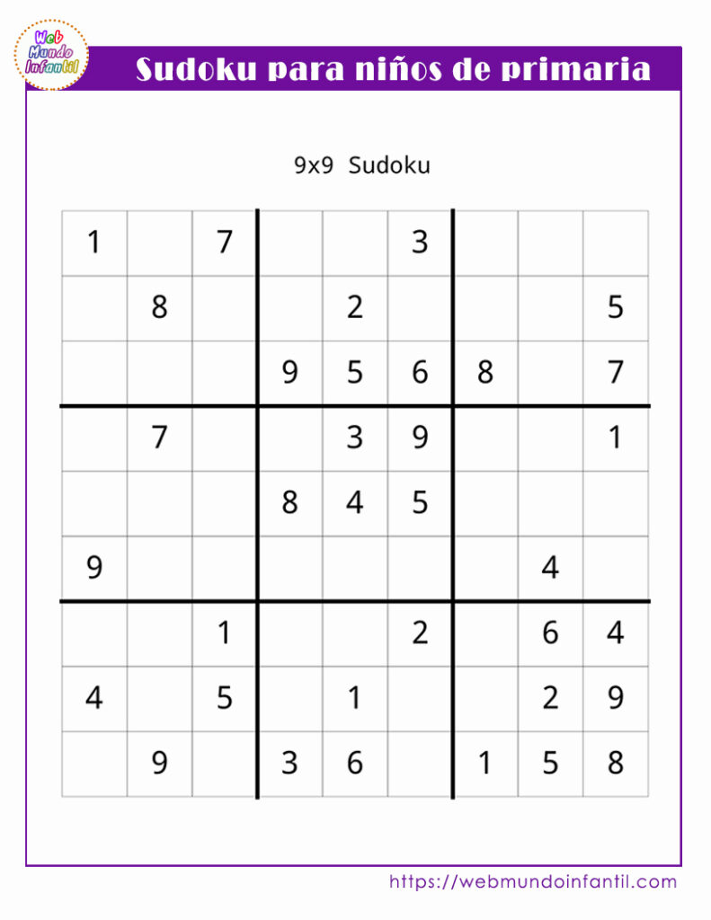 Sudoku para niños de primaria para imprimir en pdf