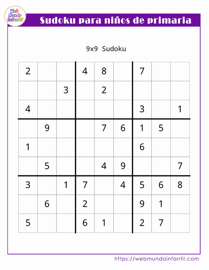 Sudoku Para Ni os De Primaria Para Imprimir En Pdf
