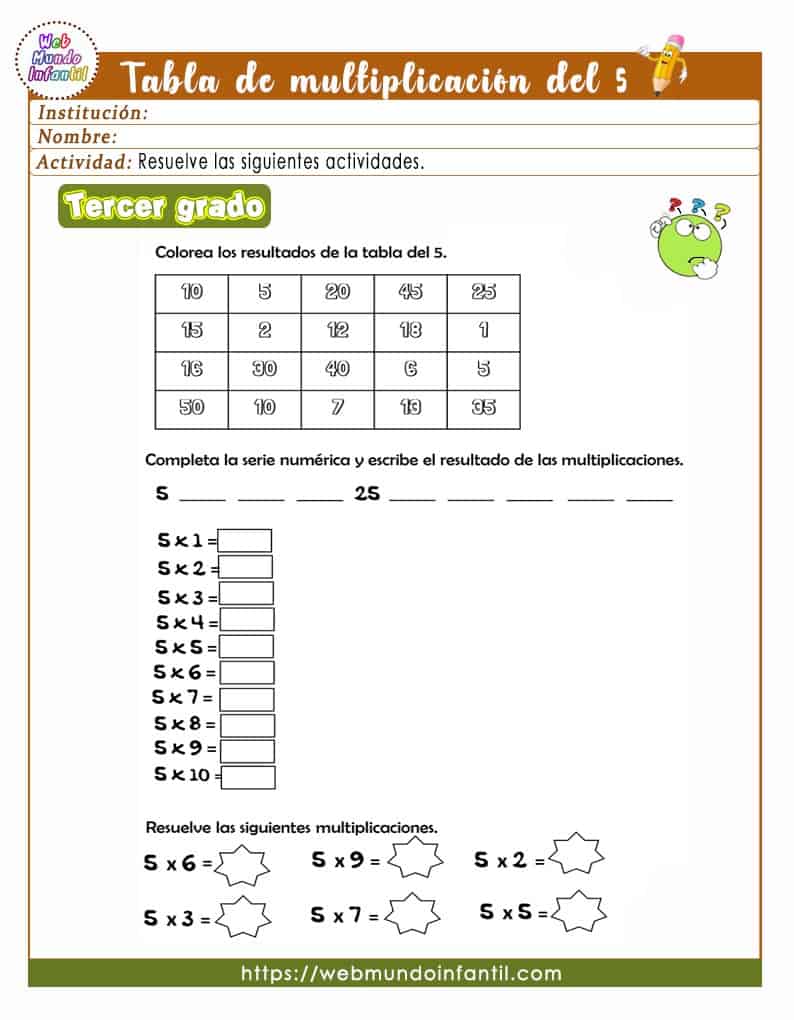 Hojas De Tarea De Matematicas Para 3er Grado