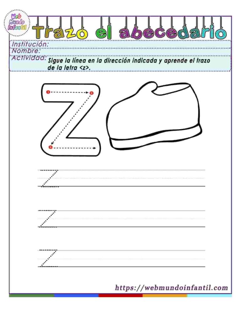 Hojas De Trabajo De Escritura A Mano Con La Letra Z Para Preescolar
