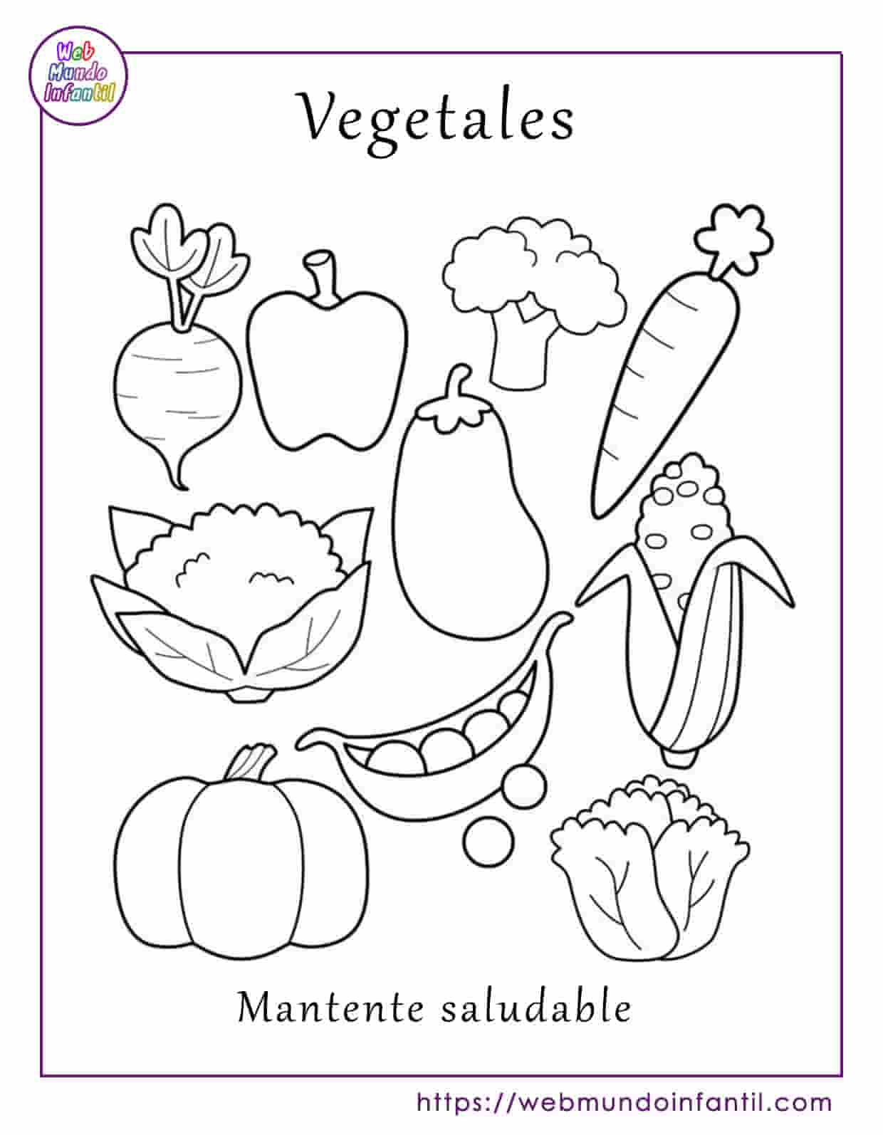 Dibujos de comida saludable para colorear para niños